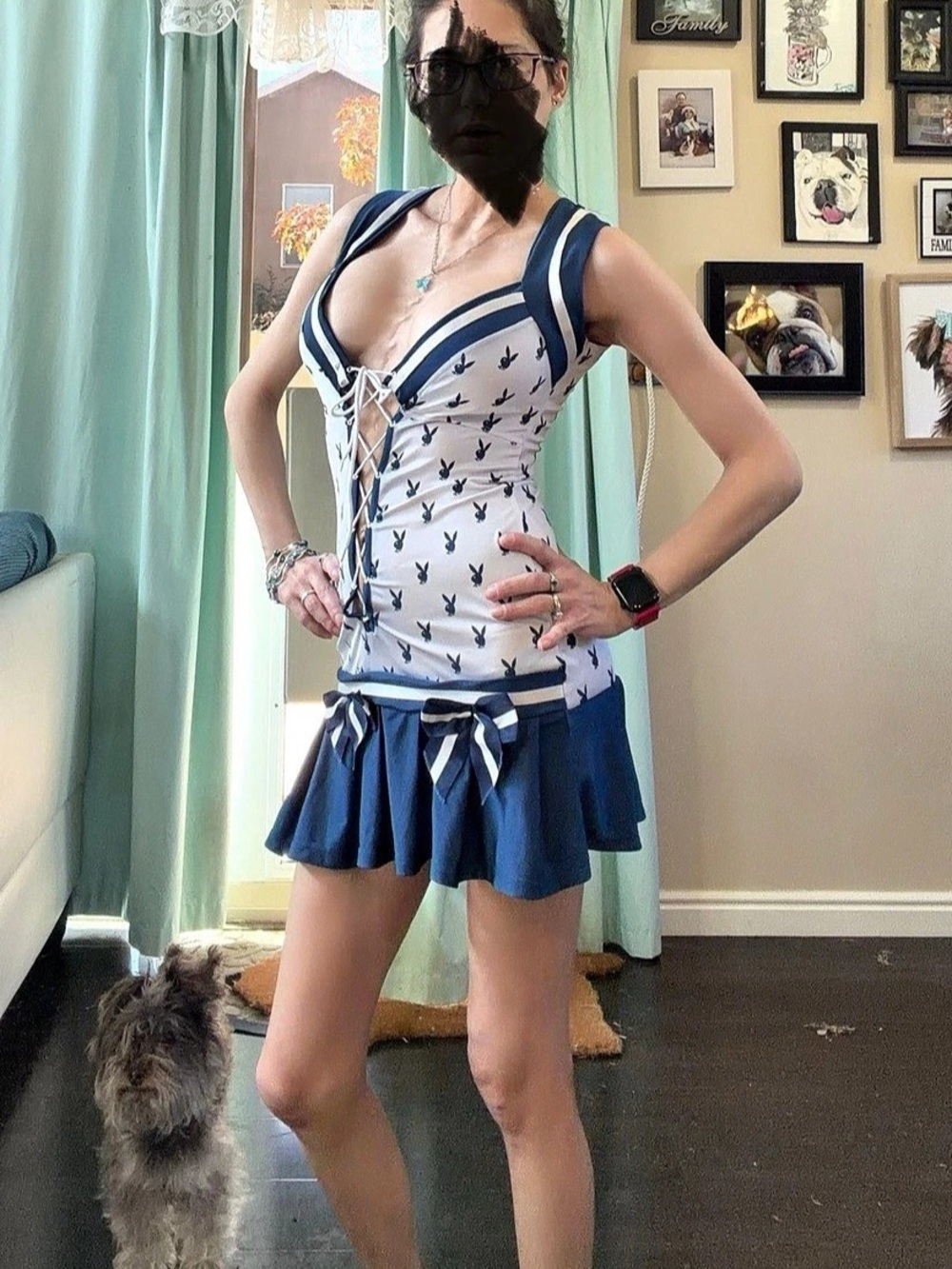 Small Playboy Official Hot Sexy Sailor Costume Dress Blue & White for Halloween